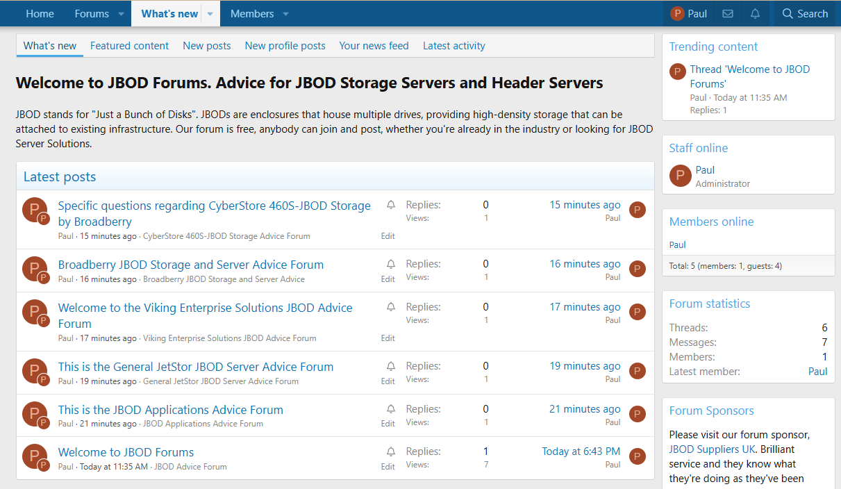 JBOD Forums - free JBOD Storage Server Advice